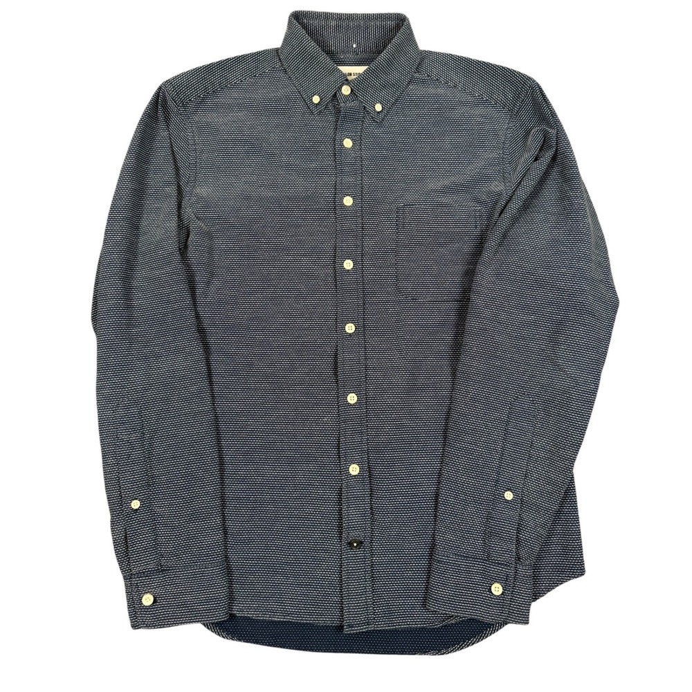 Taylor Stitch Jack In Reverse Jacquard Button Down Shirt Mens 38 Blue Cotton